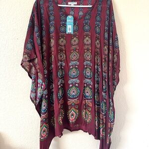 EARTHBOUND TRADING CO Maroon Paisley Tunic